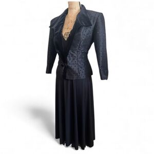 Vintage Collection Black Dress V-Neck with 3/4 Sleeve Bolero Jacket Sz 14w EUC